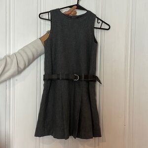 Jacadi Dark Gray Sleeveless Belted Formal Dress for Girls